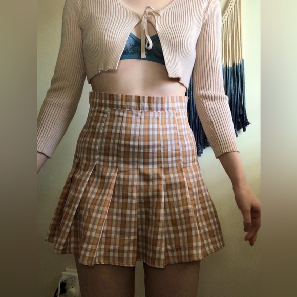 High waisted pleated plaid skirt - Picture 1 of 6